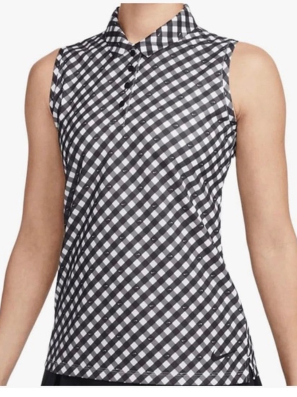 Nike Dri-Fit Victory Sleeveless Golf Polo Shirt Diamond Pattern Nike Logo Sz XL